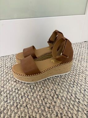 SHEIN Brown/Tan Espadrille Platform Sandals with Ankle Strap